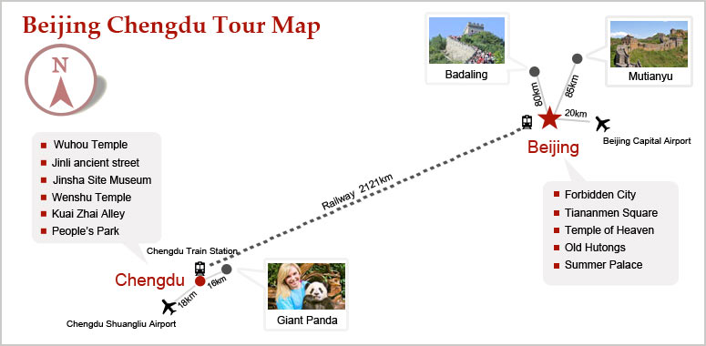Beijing Chengdu Tour Map