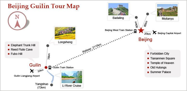Beijing Guilin Tour Map