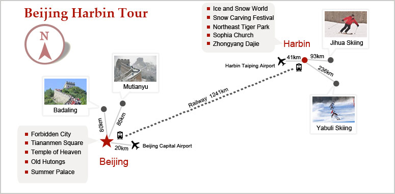 Beijing Harbin Tour Map