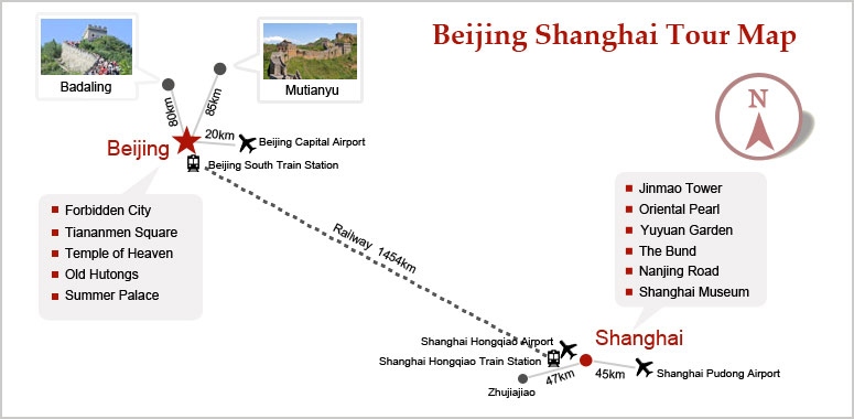 Beijing Shanghai Tour Map
