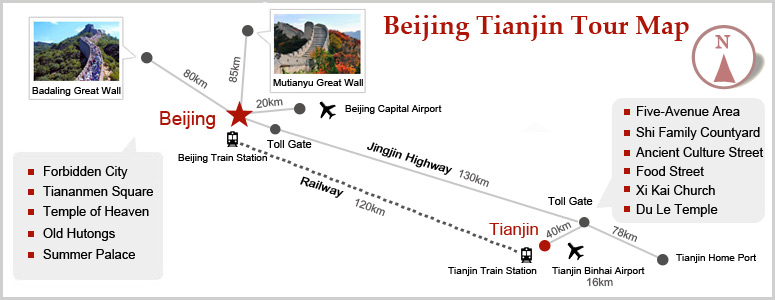 Beijing Tianjin Tour Map