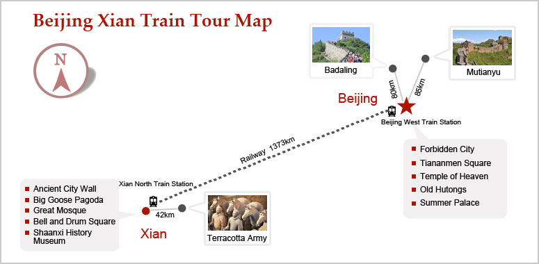 Beijing Xian Train Tour Map