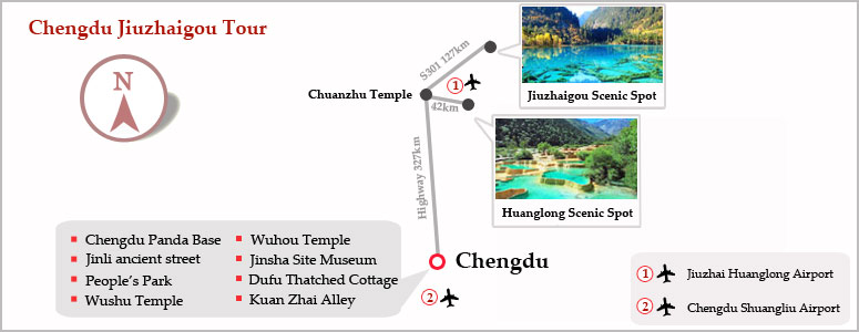Chengdu Jiuzhaigou Tour Map