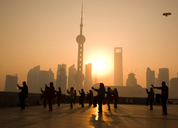 Tai Chin in the monring in the Bund Shanghai