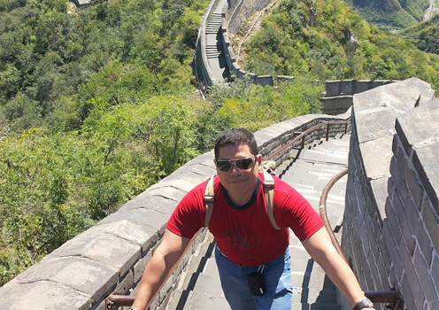 Gabriel are visiting Beijing Great Wall.