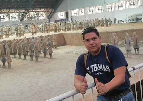 Gabriel are visiting Xian Terracotta Warriors.
