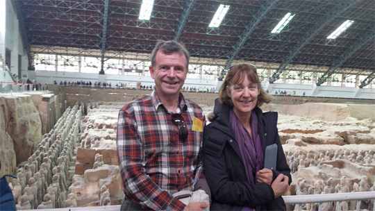 Mr. and Mrs. Steve Rothwell are visiting Xian Terracotta Warriors.