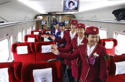 The staffs of China High-speed Train