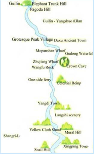 Attractions Map along Li River