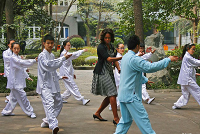 Michelle were studing to play Tai Chi.