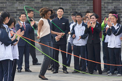 Michelle were jump-roping on the City Wall