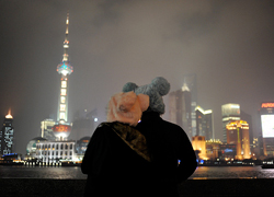 View from the Bund in Shanghai at night 