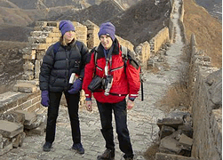 Hiking Great Wall in a Clear Winter Day