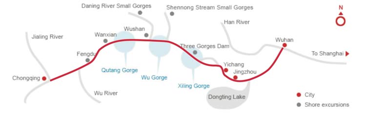 Chongqing - Wuhan Cruise Map